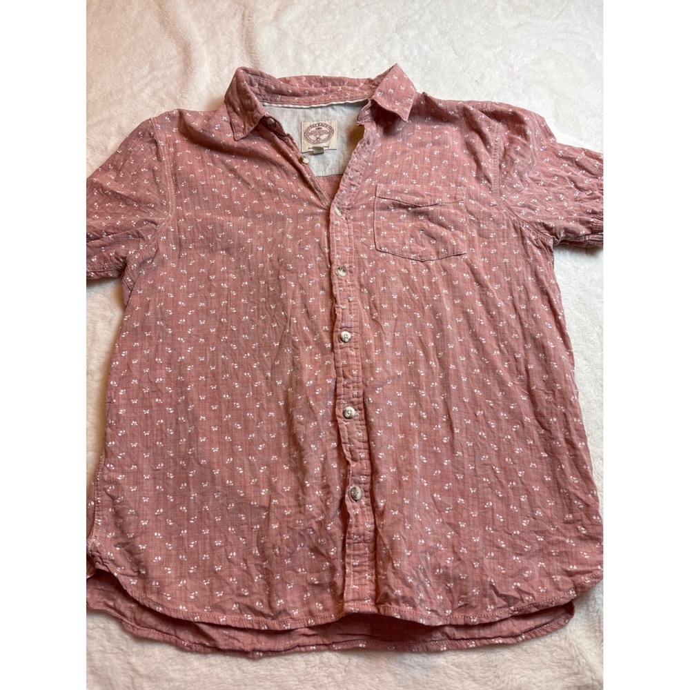 FatFace Mens Short Sleeve Button Down Shirt Pink Floral Print Large Regular Fit
